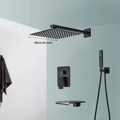 Black Rainfall Shower Kit