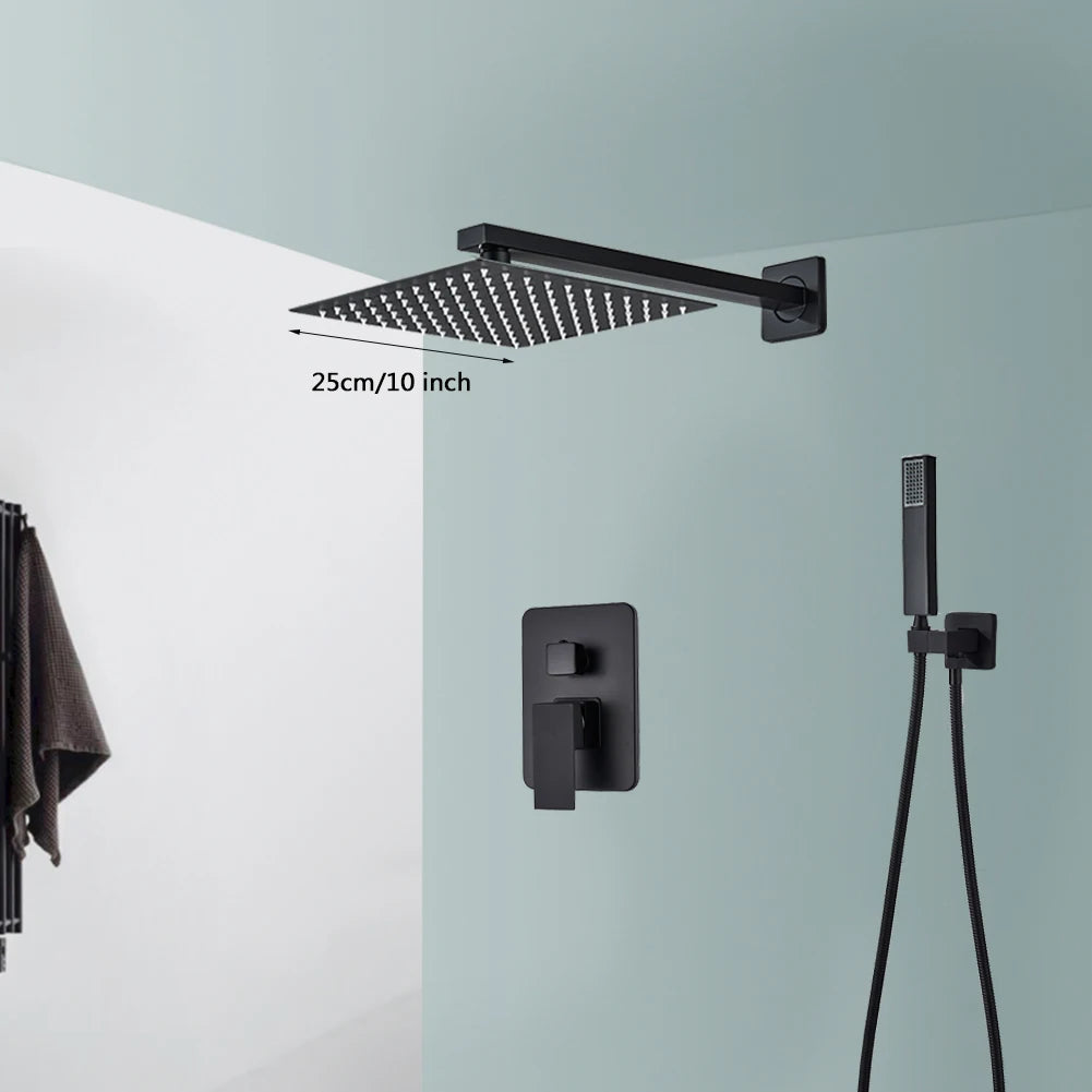 Black Rainfall Shower Kit