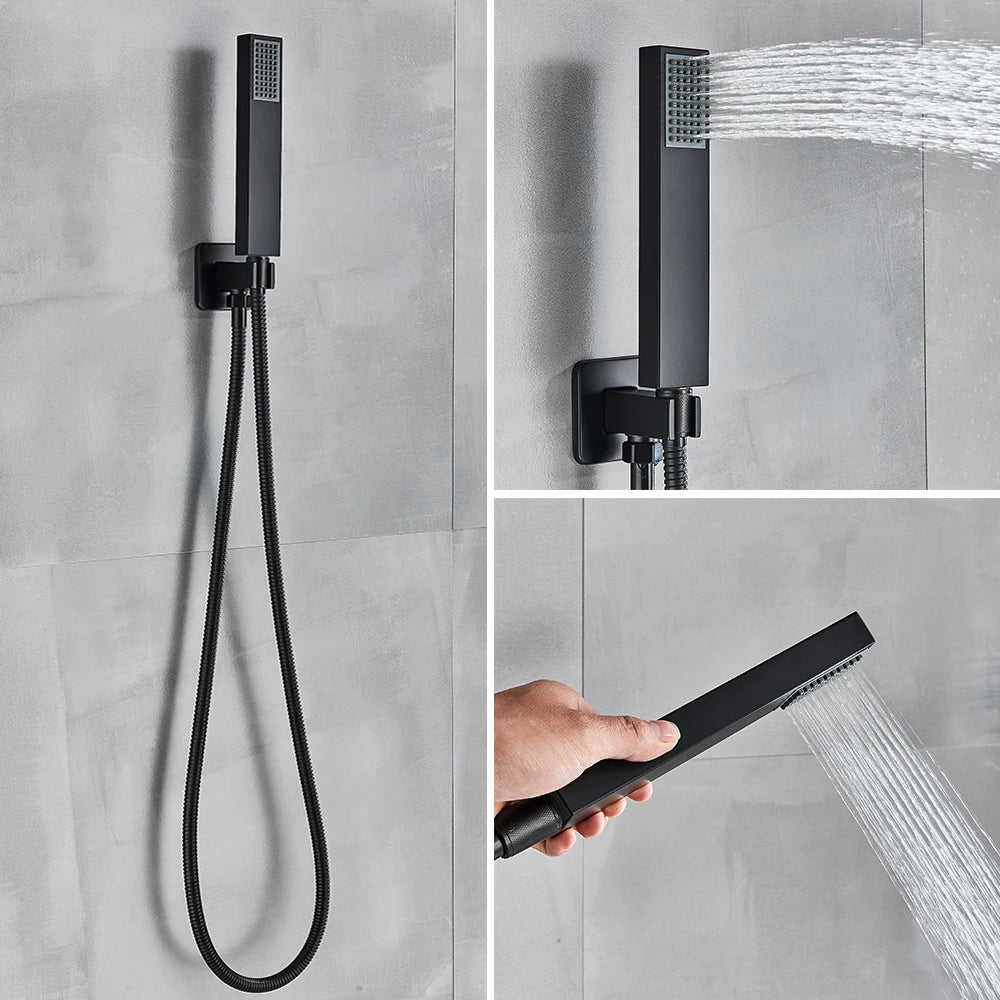 Black Rainfall Shower Kit