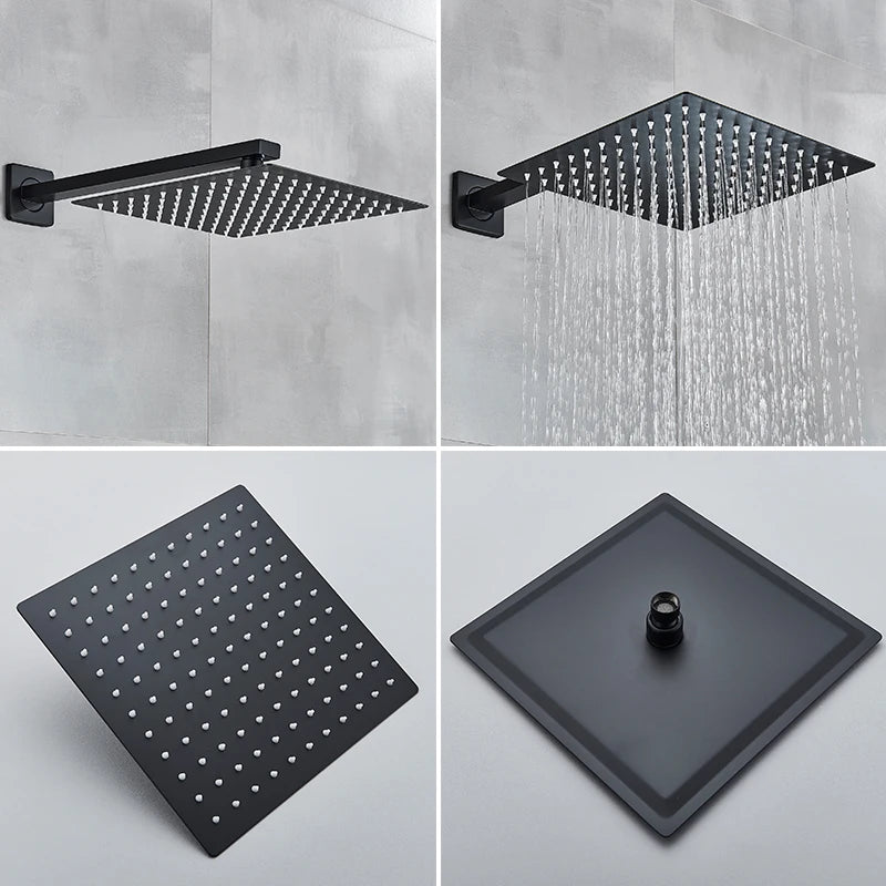 Black Rainfall Shower Kit