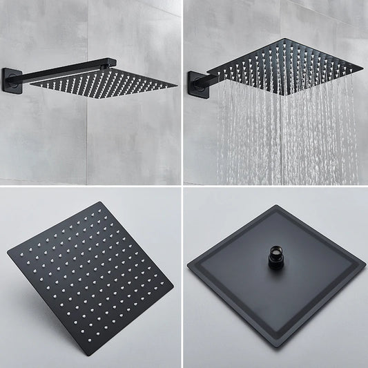 Black Rainfall Shower Kit