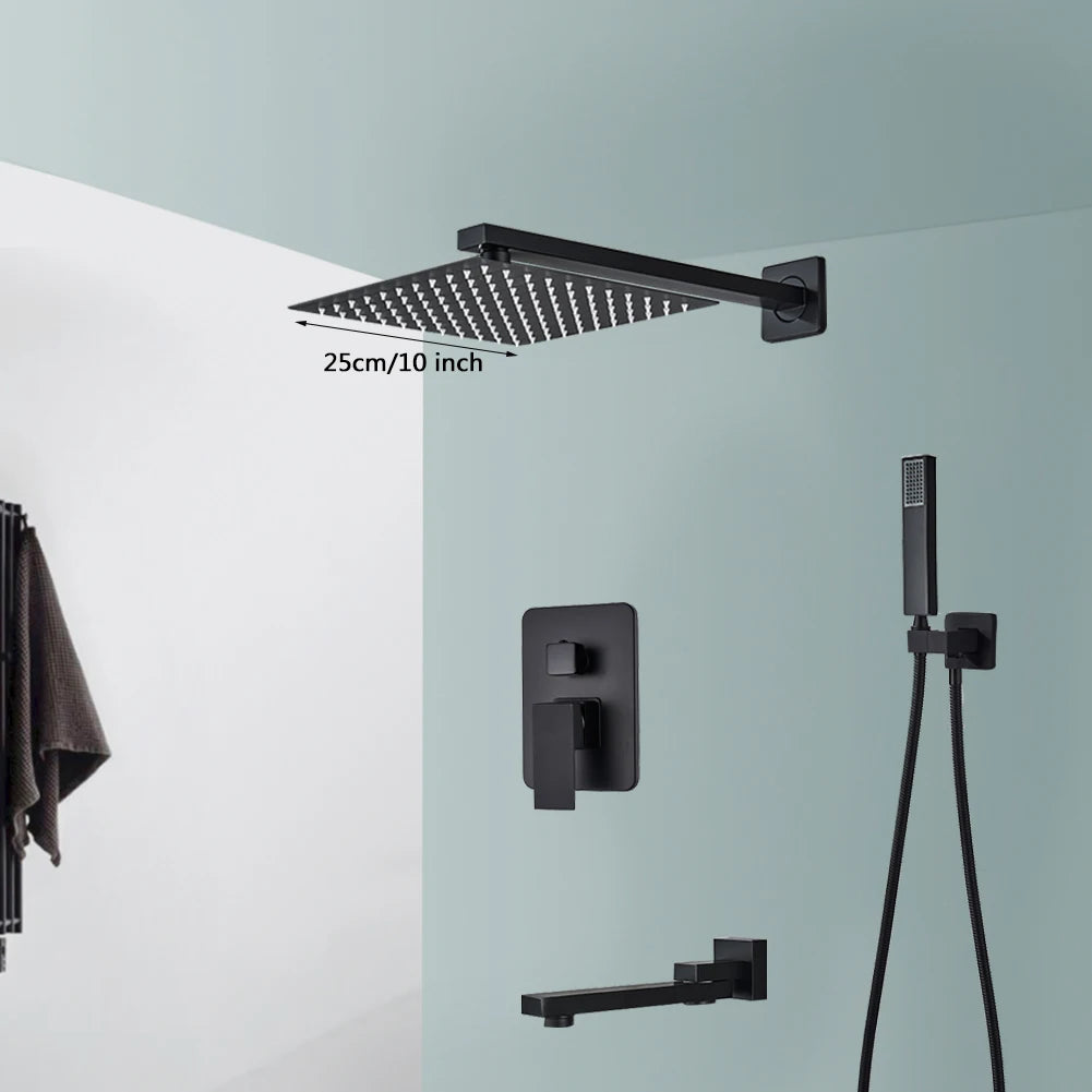 Black Rainfall Shower Kit