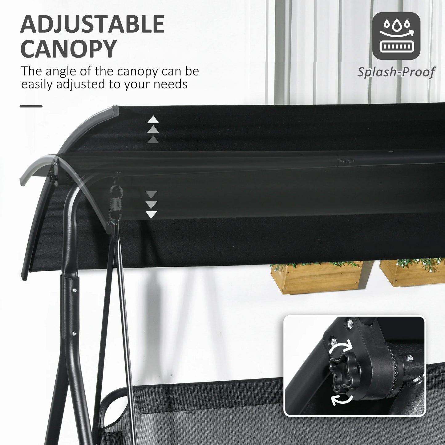 3-Person Porch Swing With Canopy