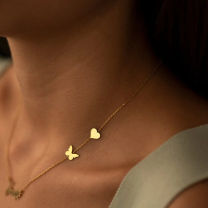 Personalized Customized Butterfly Heart Necklaces