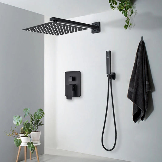 Black Rainfall Shower Kit