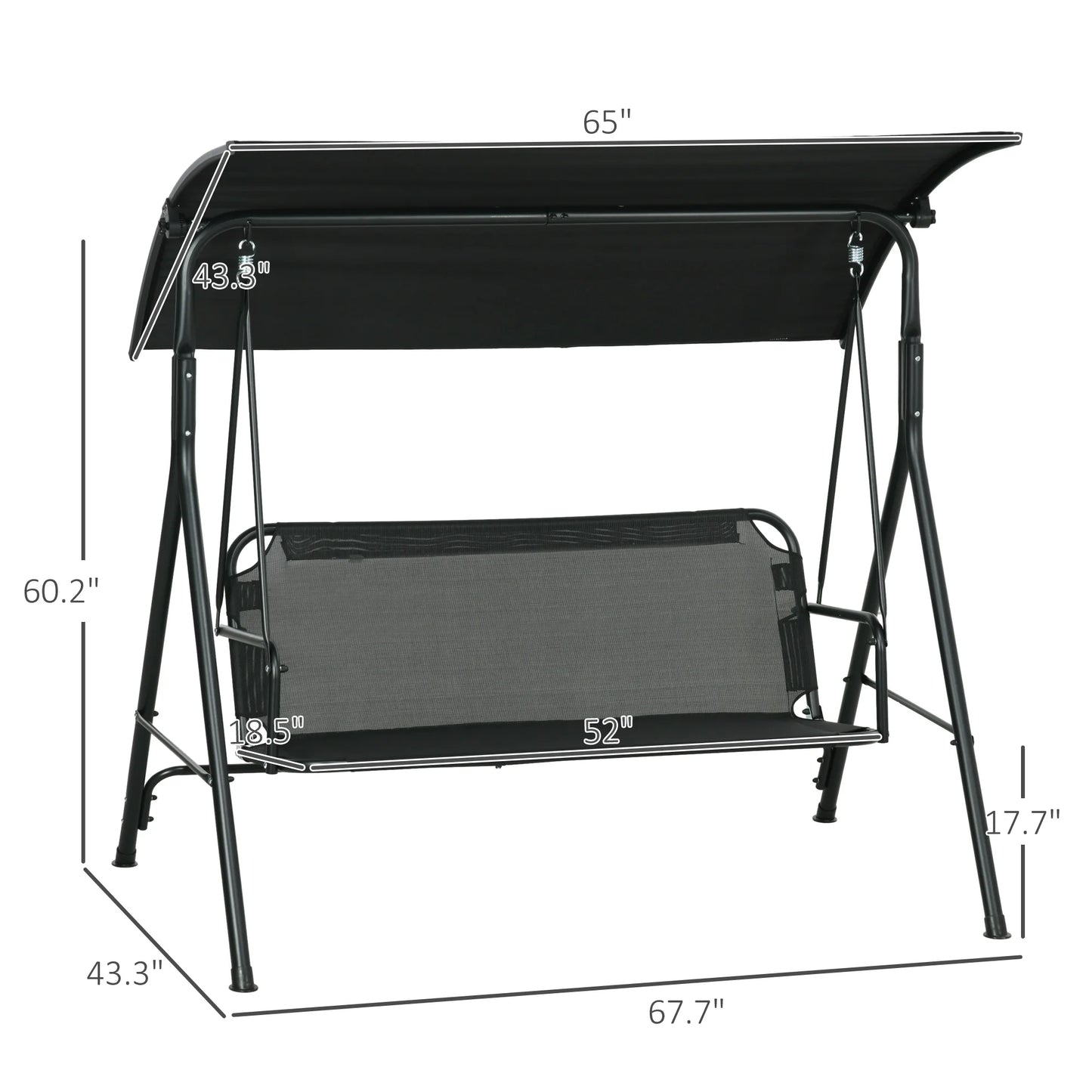 3-Person Porch Swing With Canopy