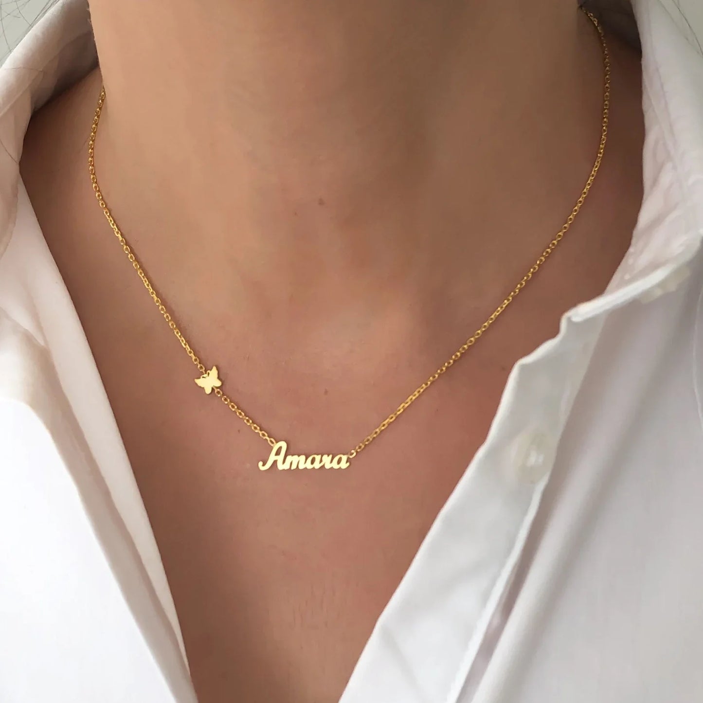 Personalized Customized Butterfly Heart Necklaces