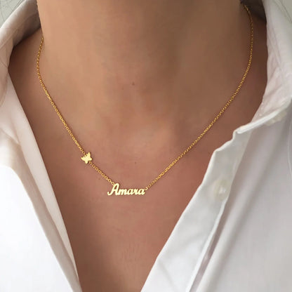 Personalized Customized Butterfly Heart Necklaces