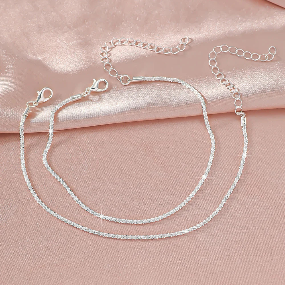 Sparkling Silver Anklet